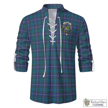 Douglas Modern Tartan Men's Scottish Traditional Jacobite Ghillie Kilt Shirt with Family Crest