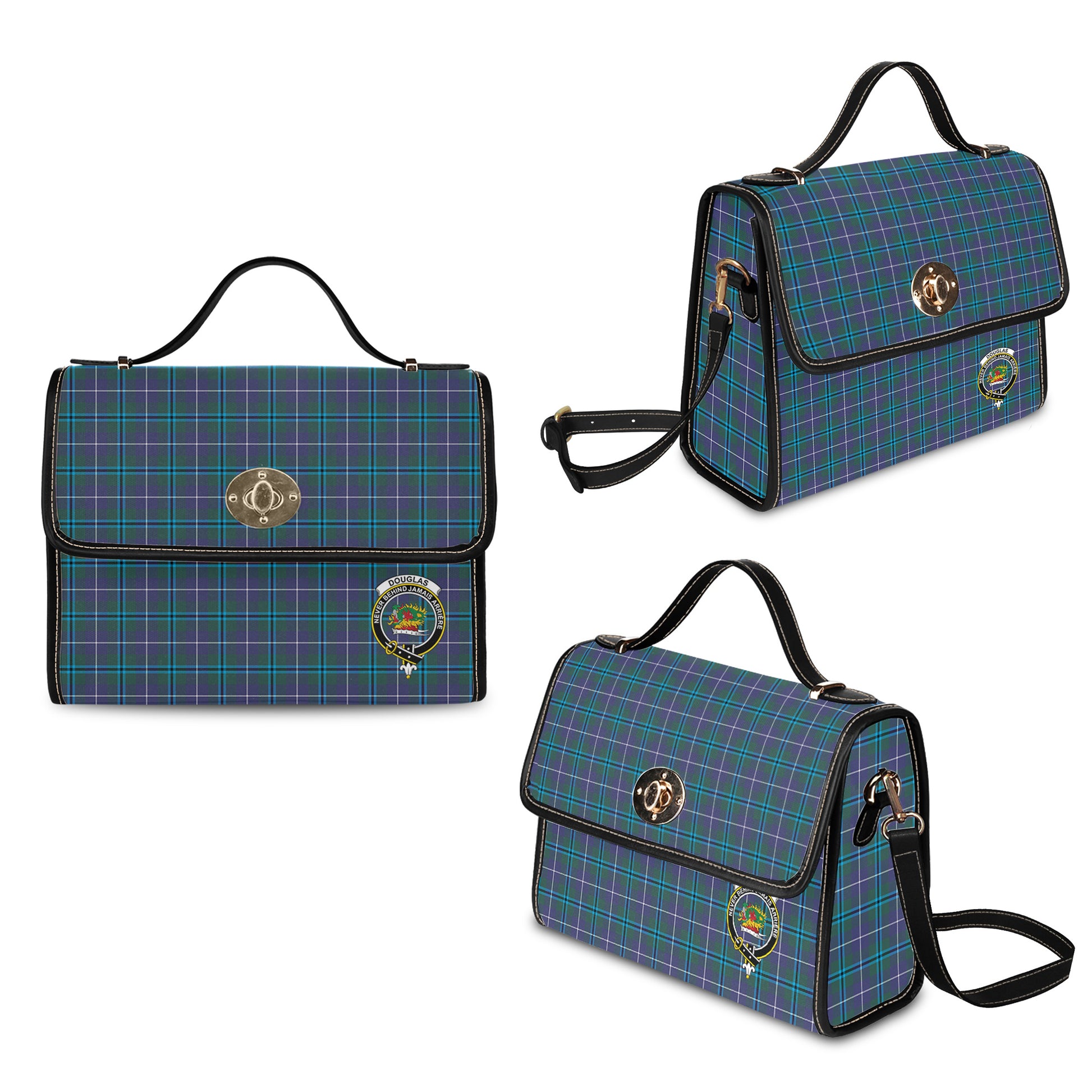 douglas-modern-tartan-leather-strap-waterproof-canvas-bag-with-family-crest