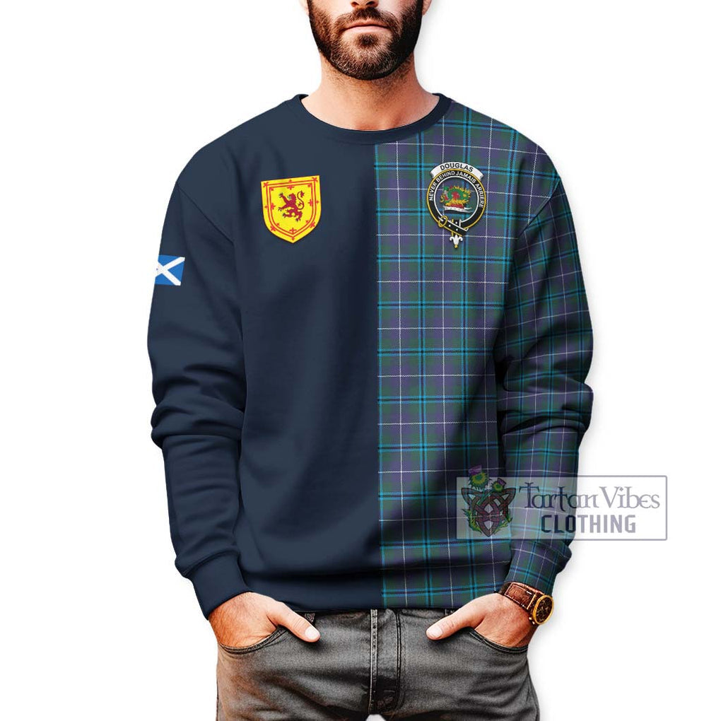 Tartan Vibes Clothing Douglas Modern Tartan Sweatshirt with Scottish Lion Royal Arm Half Style