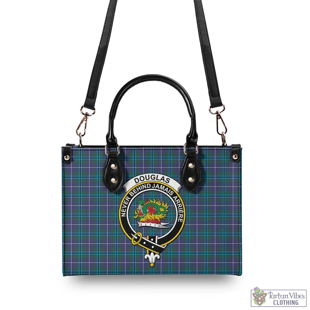 Tartan Vibes Clothing Douglas Modern Tartan Luxury Leather Handbags with Family Crest