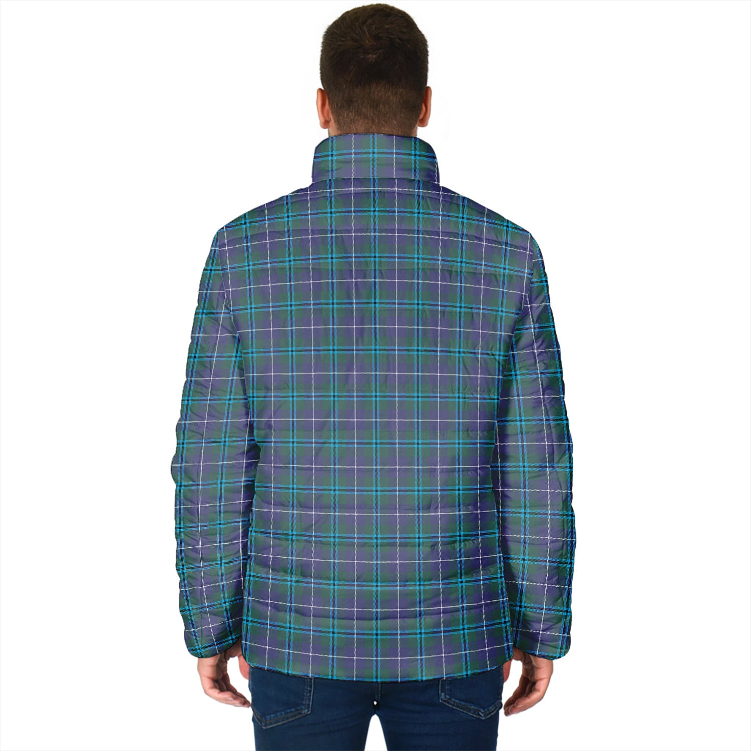 Douglas Modern Tartan Padded Jacket with Family Crest - Tartan Vibes Clothing