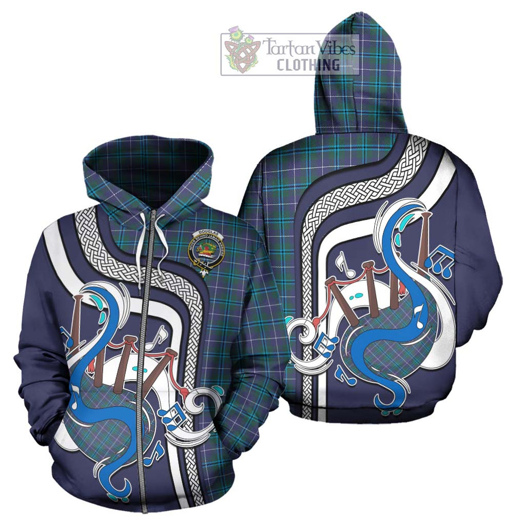 Douglas Modern Tartan Hoodie with Epic Bagpipe Style - Tartanvibesclothing Shop