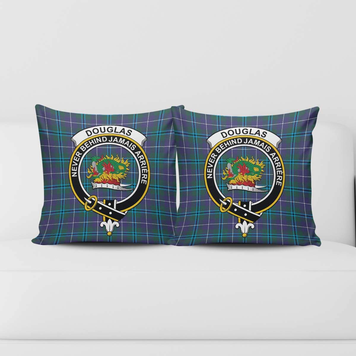 Douglas Modern Tartan Pillow Cover with Family Crest - Tartanvibesclothing