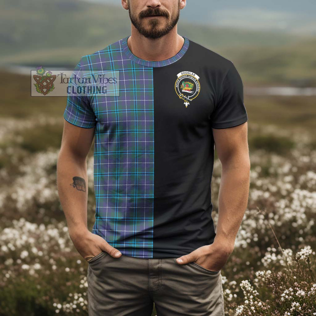 Douglas Modern Tartan T-Shirt with Family Crest and Half Of Me Style - Tartanvibesclothing Shop