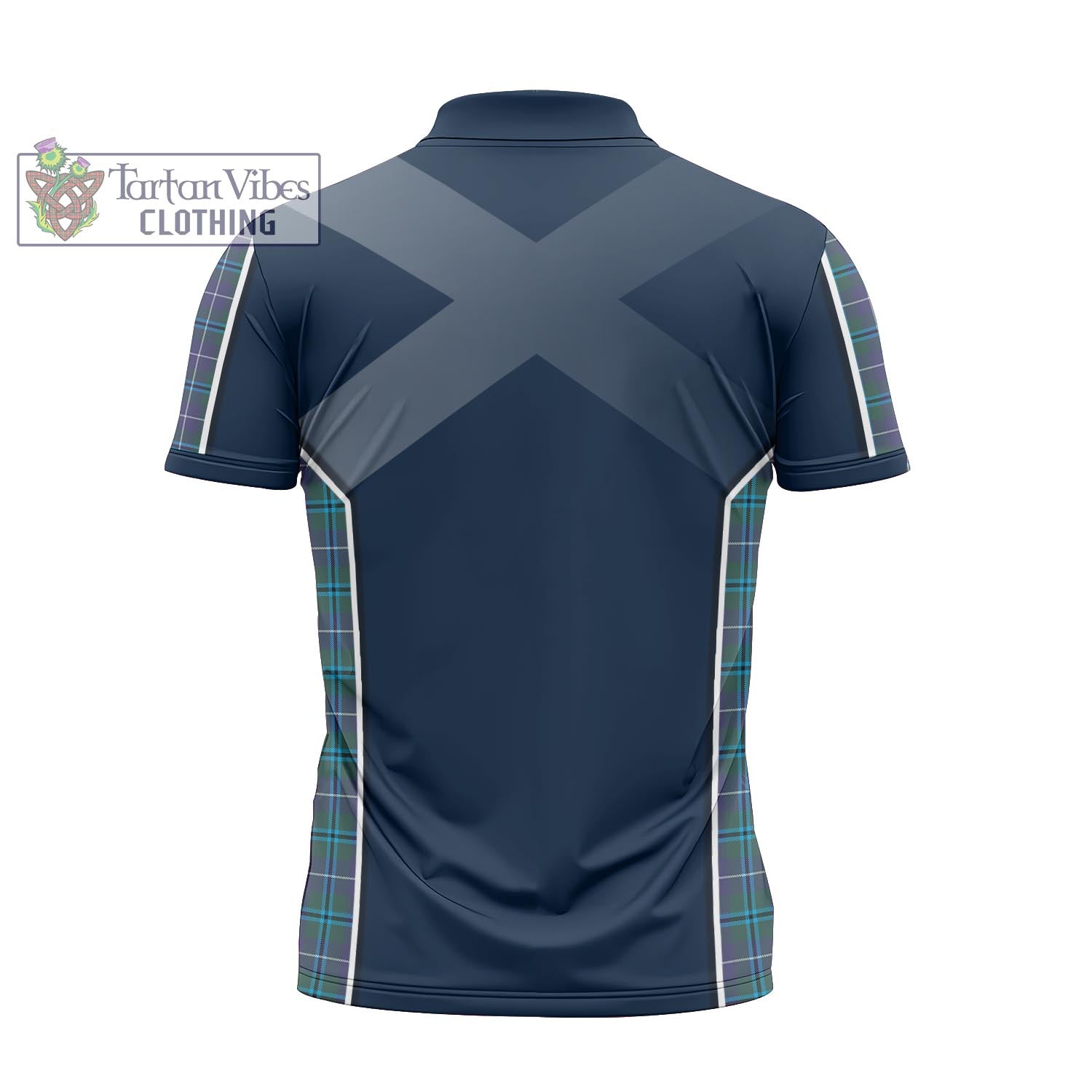 Tartan Vibes Clothing Douglas Modern Tartan Zipper Polo Shirt with Family Crest and Scottish Thistle Vibes Sport Style