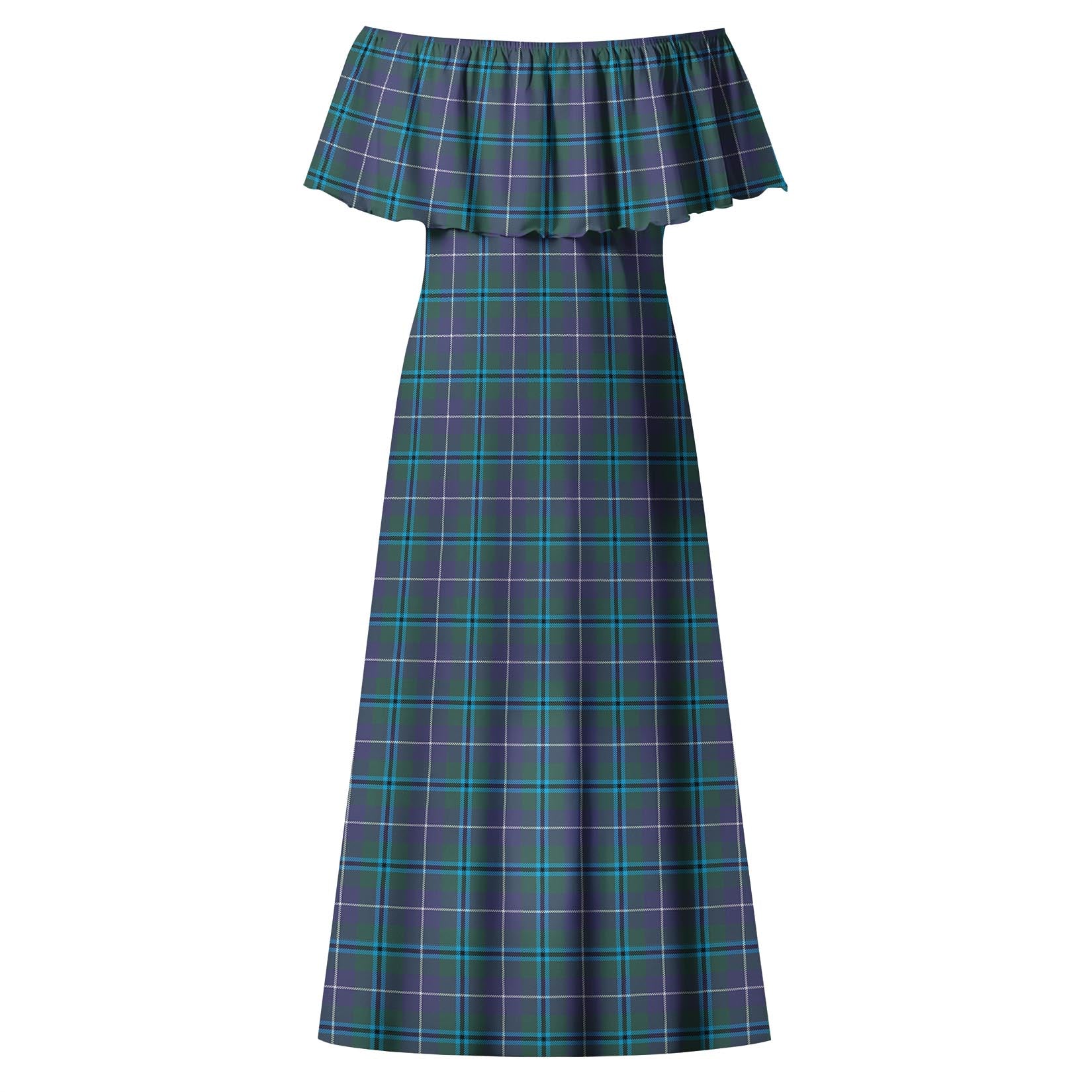 Douglas Modern Tartan Off Shoulder Long Dress - Tartanvibesclothing