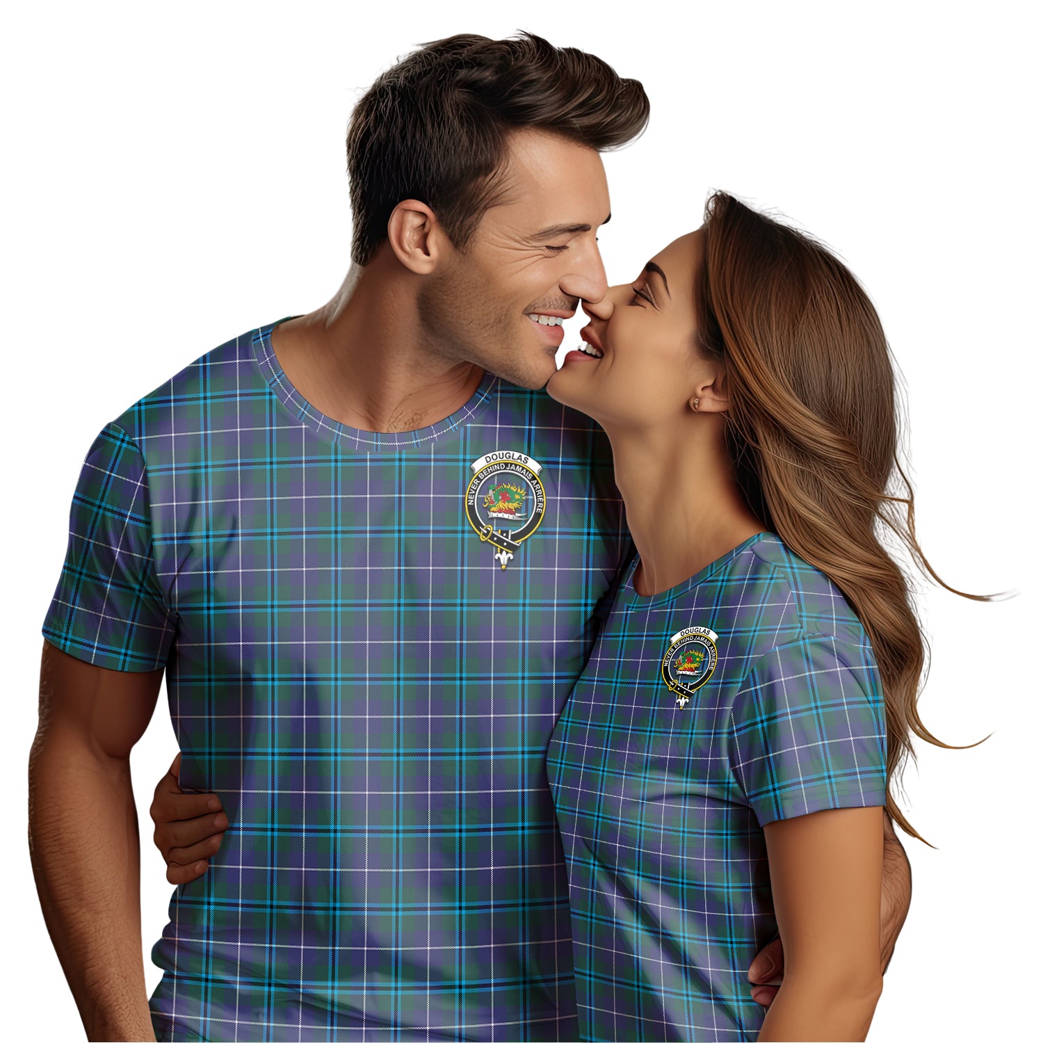 Douglas Modern Tartan T-Shirt with Family Crest - Tartan Vibes Clothing