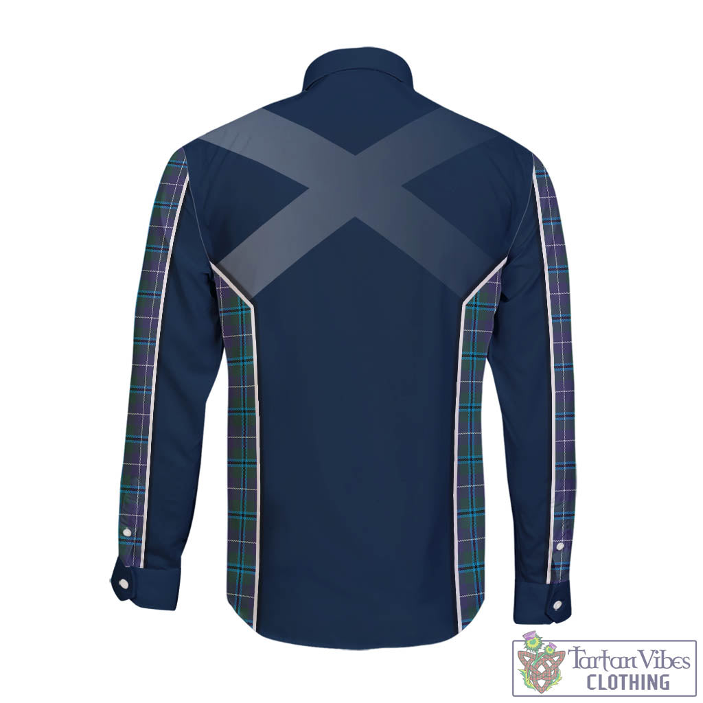 Tartan Vibes Clothing Douglas Modern Tartan Long Sleeve Button Up Shirt with Family Crest and Scottish Thistle Vibes Sport Style