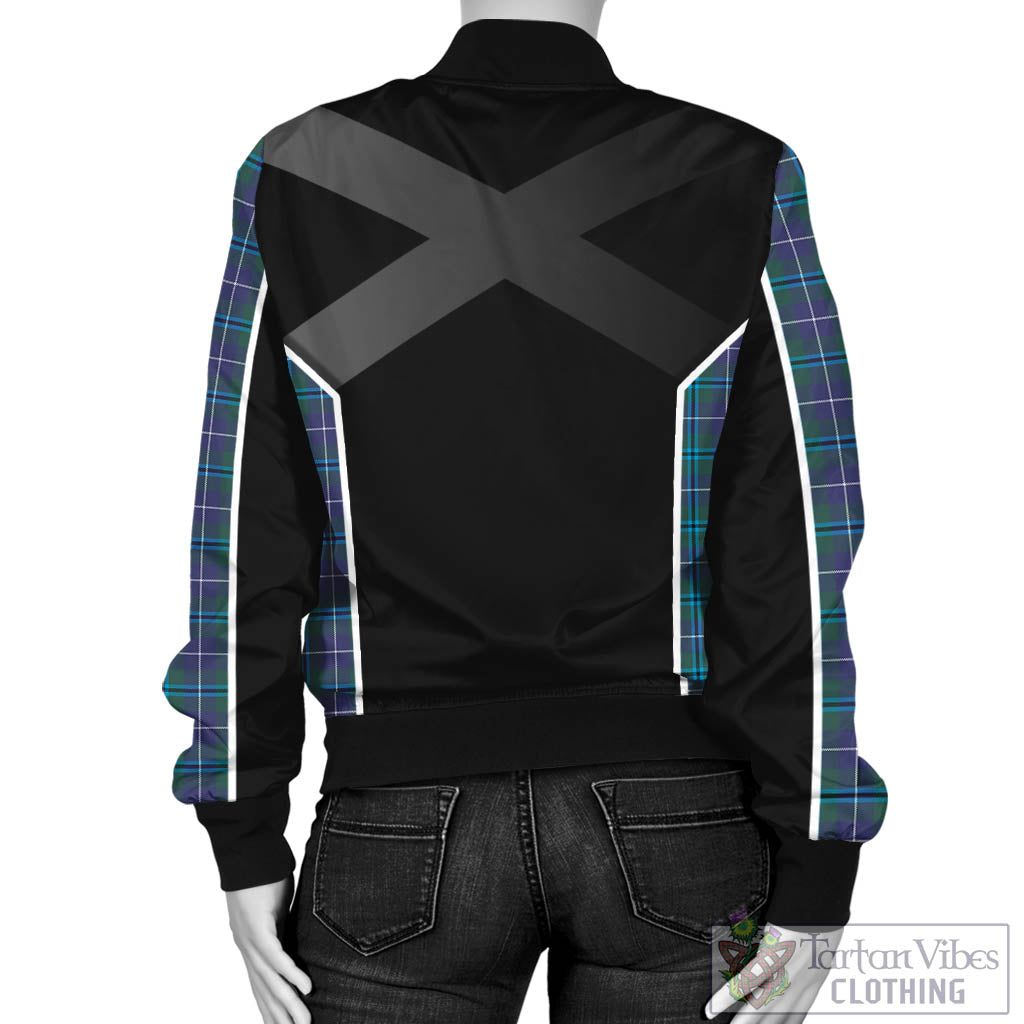 Tartan Vibes Clothing Douglas Modern Tartan Bomber Jacket with Family Crest and Scottish Thistle Vibes Sport Style