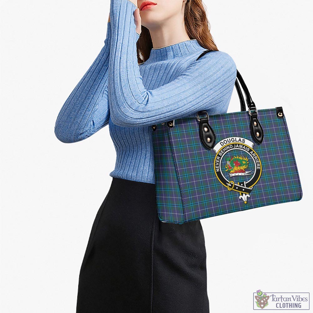 Tartan Vibes Clothing Douglas Modern Tartan Luxury Leather Handbags with Family Crest