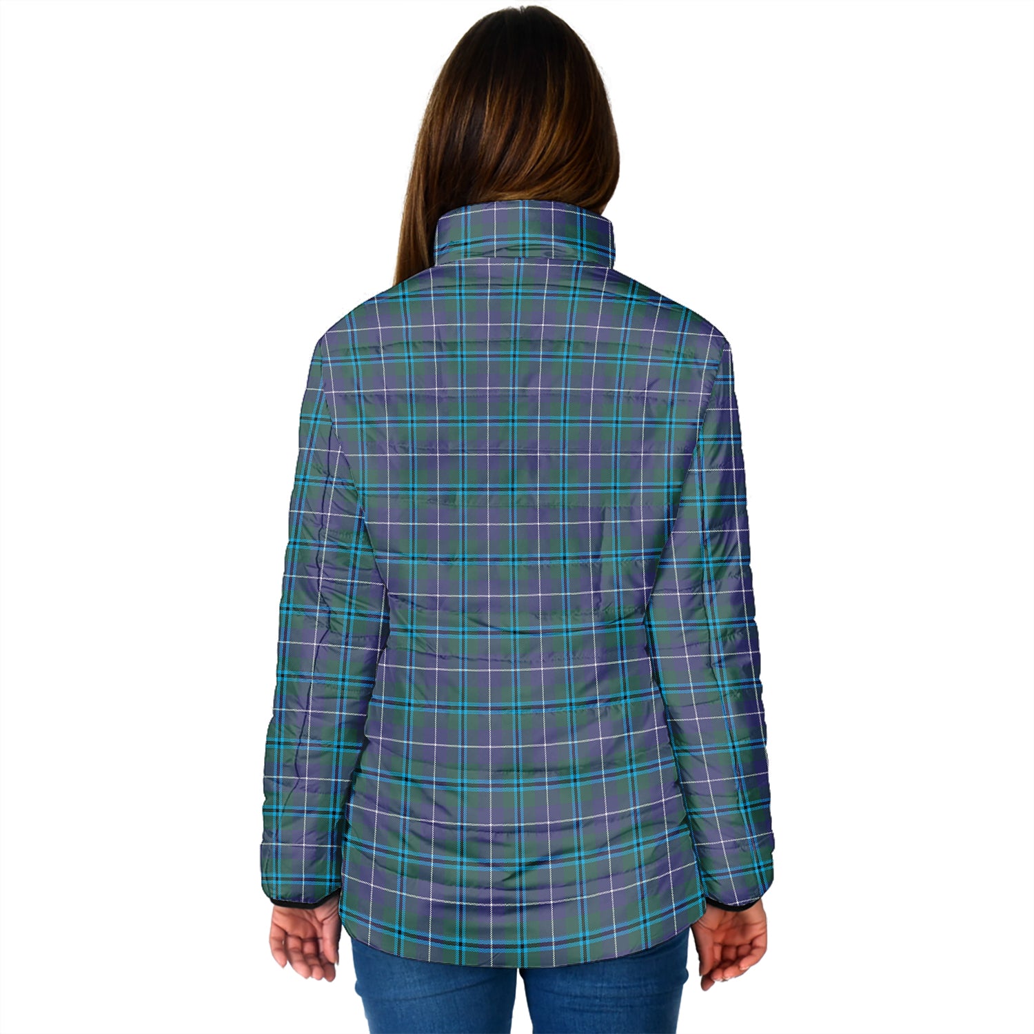 Douglas Modern Tartan Padded Jacket with Family Crest - Tartan Vibes Clothing