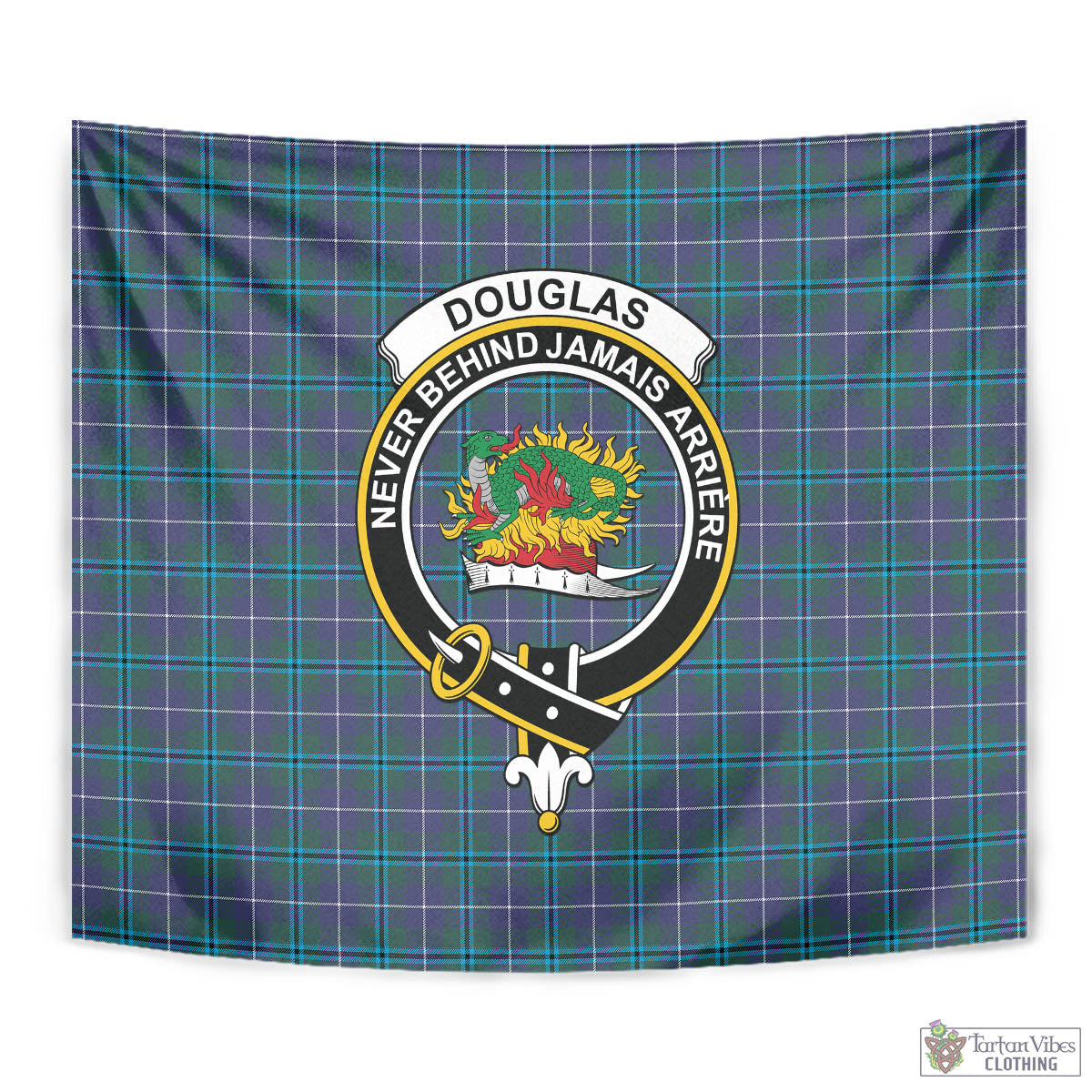 Tartan Vibes Clothing Douglas Modern Tartan Tapestry Wall Hanging and Home Decor for Room with Family Crest