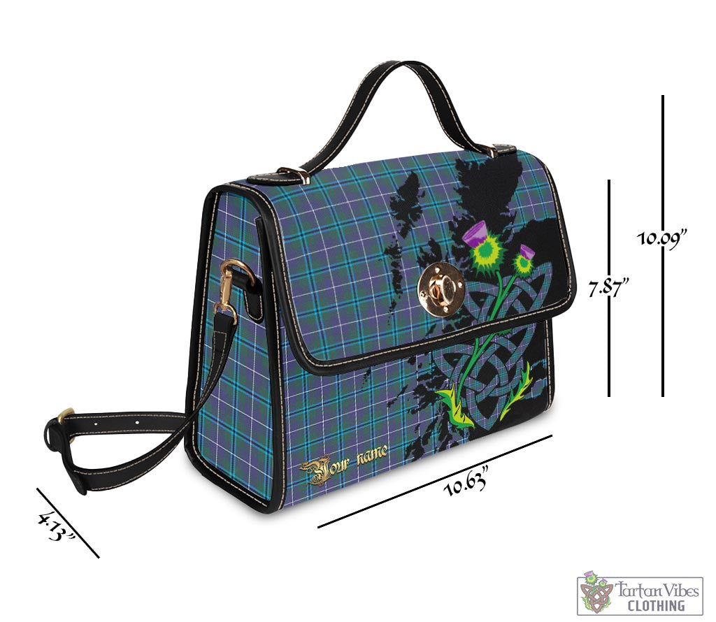 Tartan Vibes Clothing Douglas Modern Tartan Waterproof Canvas Bag with Scotland Map and Thistle Celtic Accents