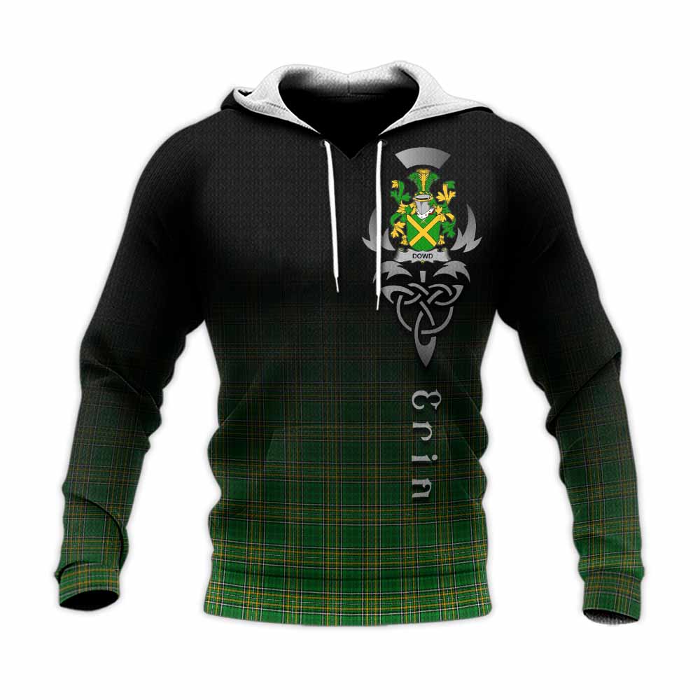 Dowd Irish Clan Knitted Hoodie with Coat of Arms Erin Go Bragh Celtic Inspired Unisex Knitted Pullover Hoodie - Tartan Vibes Clothing