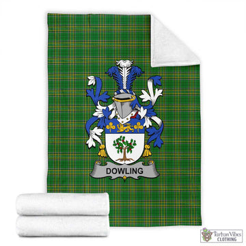Dowling Irish Clan Tartan Blanket with Coat of Arms X-Large 59 x 79 inches 150 x 200 cm - Tartan Vibes Clothing