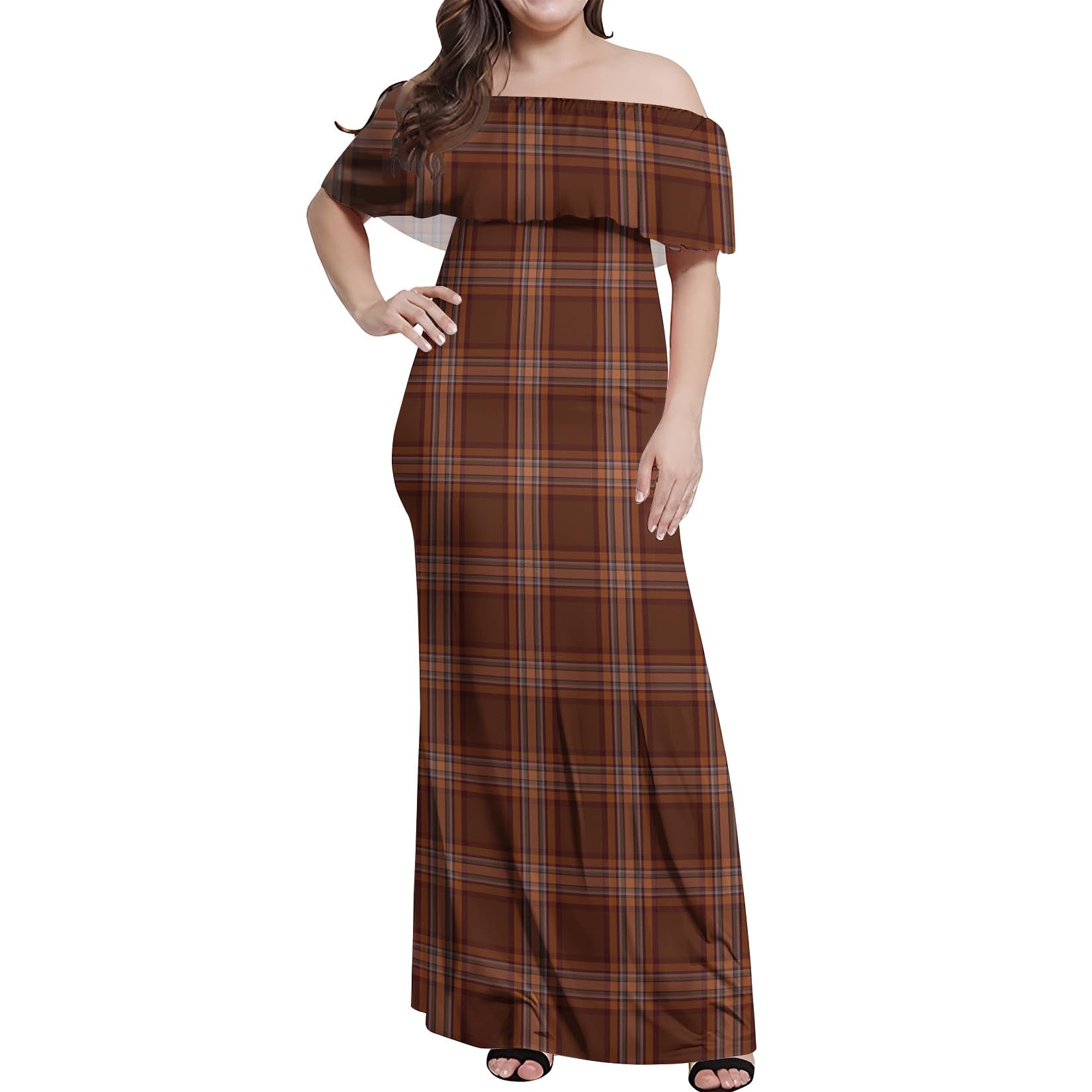 Down County Ireland Tartan Off Shoulder Long Dress Women's Dress - Tartanvibesclothing