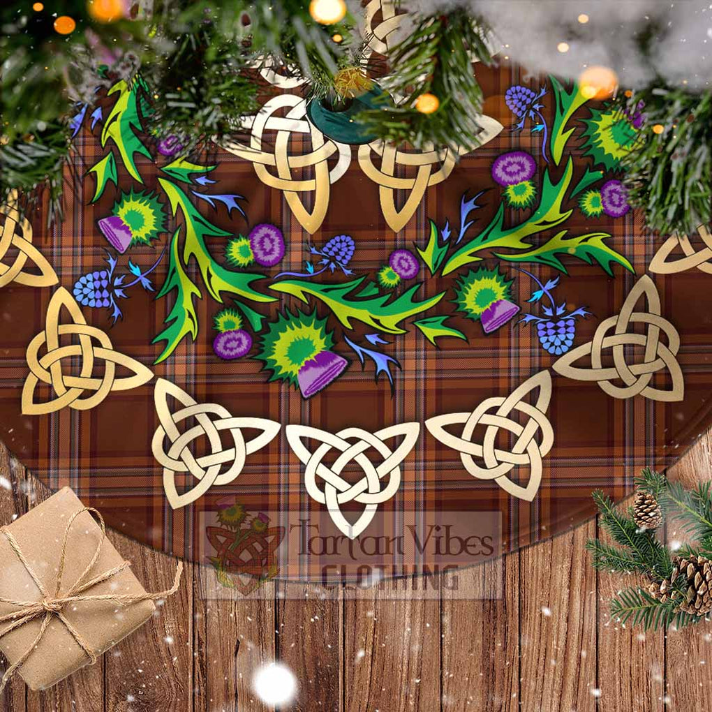 Tartan Vibes Clothing Down County Ireland Tartan Christmas Tree Skirt with Thistle Celtic Knot Style