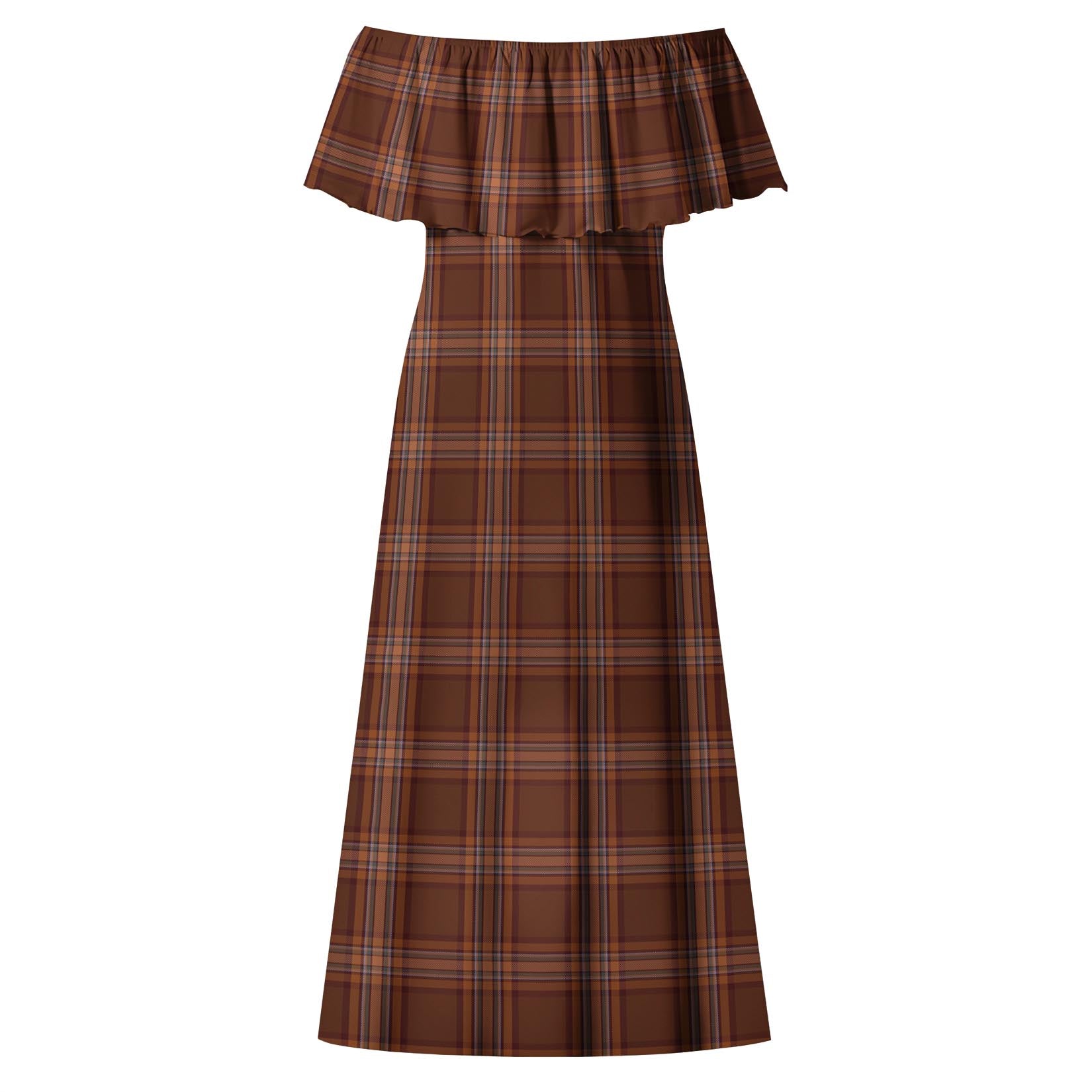 Down County Ireland Tartan Off Shoulder Long Dress - Tartanvibesclothing