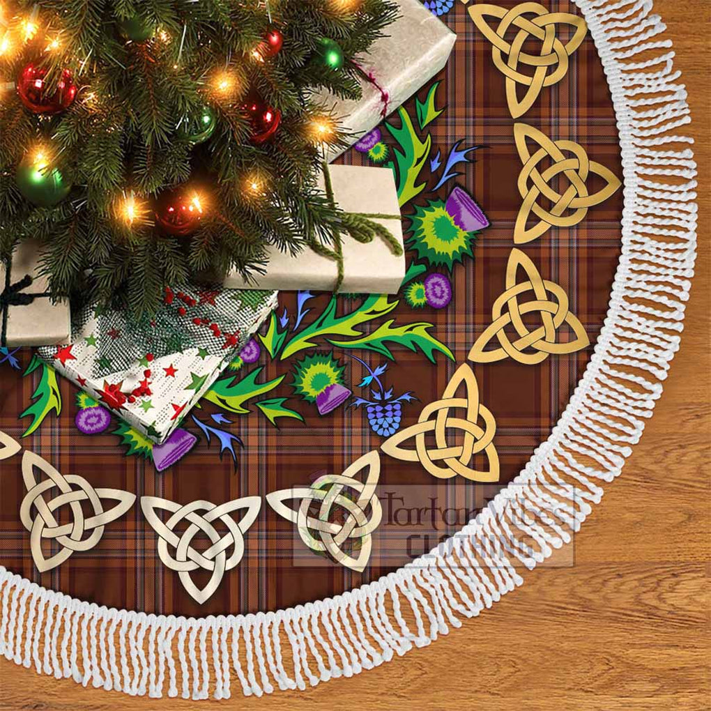 Tartan Vibes Clothing Down County Ireland Tartan Christmas Tree Skirt with Thistle Celtic Knot Style