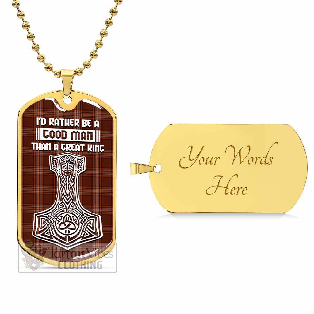 Down County Ireland Tartan Dog Tag Necklace Viking Mjolnir Style Gold Yes - Tartan Vibes Clothing
