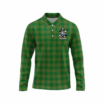 Drisdale Irish Clan Tartan Long Sleeve Polo Shirt with Coat of Arms