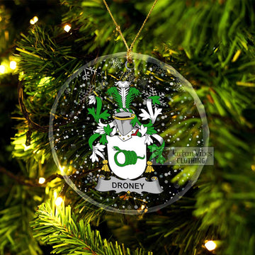 Droney Irish Clan Christmas Glass Ornament with Coat of Arms