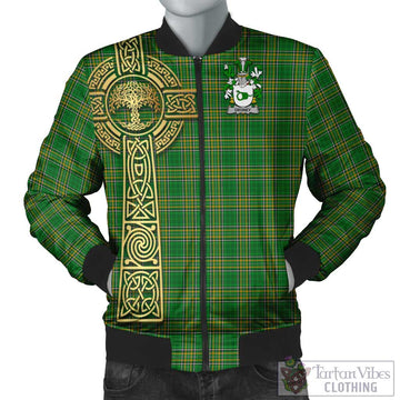 Droney Irish Clan Tartan Bomber Jacket with Coat of Arms Celtic Tree of Life Style