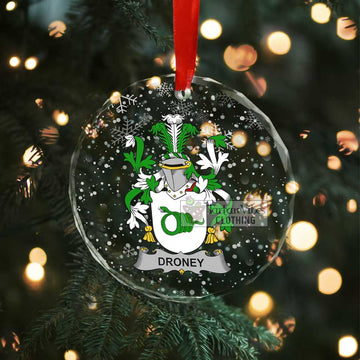 Droney Irish Clan Christmas Glass Ornament with Coat of Arms