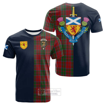 Drummond Tartan Cotton T-shirt Alba with Scottish Lion Royal Arm Half Style