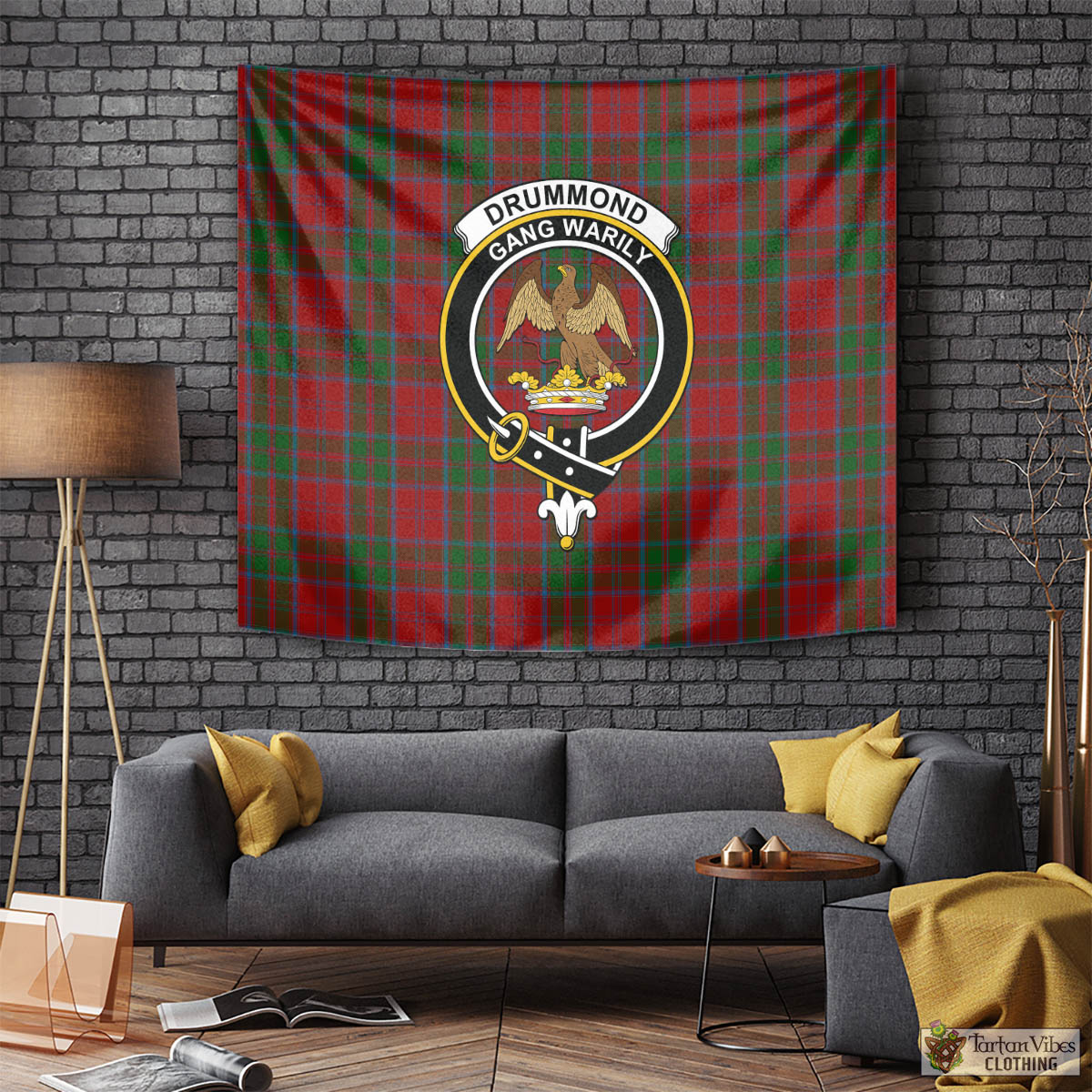 Tartan Vibes Clothing Drummond Tartan Tapestry Wall Hanging and Home Decor for Room with Family Crest