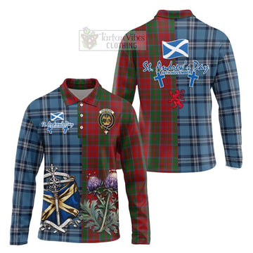 Drummond Tartan Long Sleeve Polo Shirt Happy St. Andrew's Day Half Tartan Style