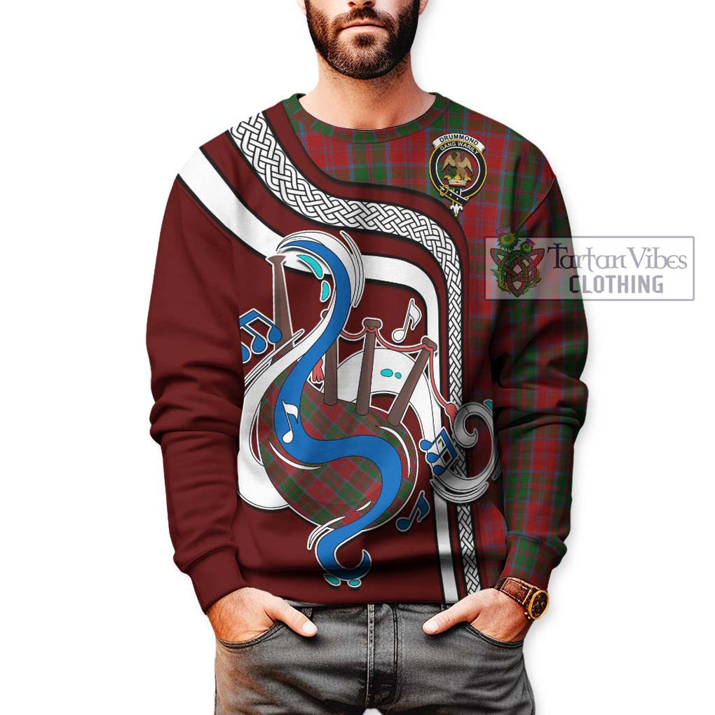 Drummond Tartan Sweatshirt with Epic Bagpipe Style Unisex - Tartanvibesclothing Shop