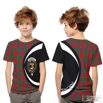 Drummond Tartan Kid T-Shirt with Family Crest Circle Style