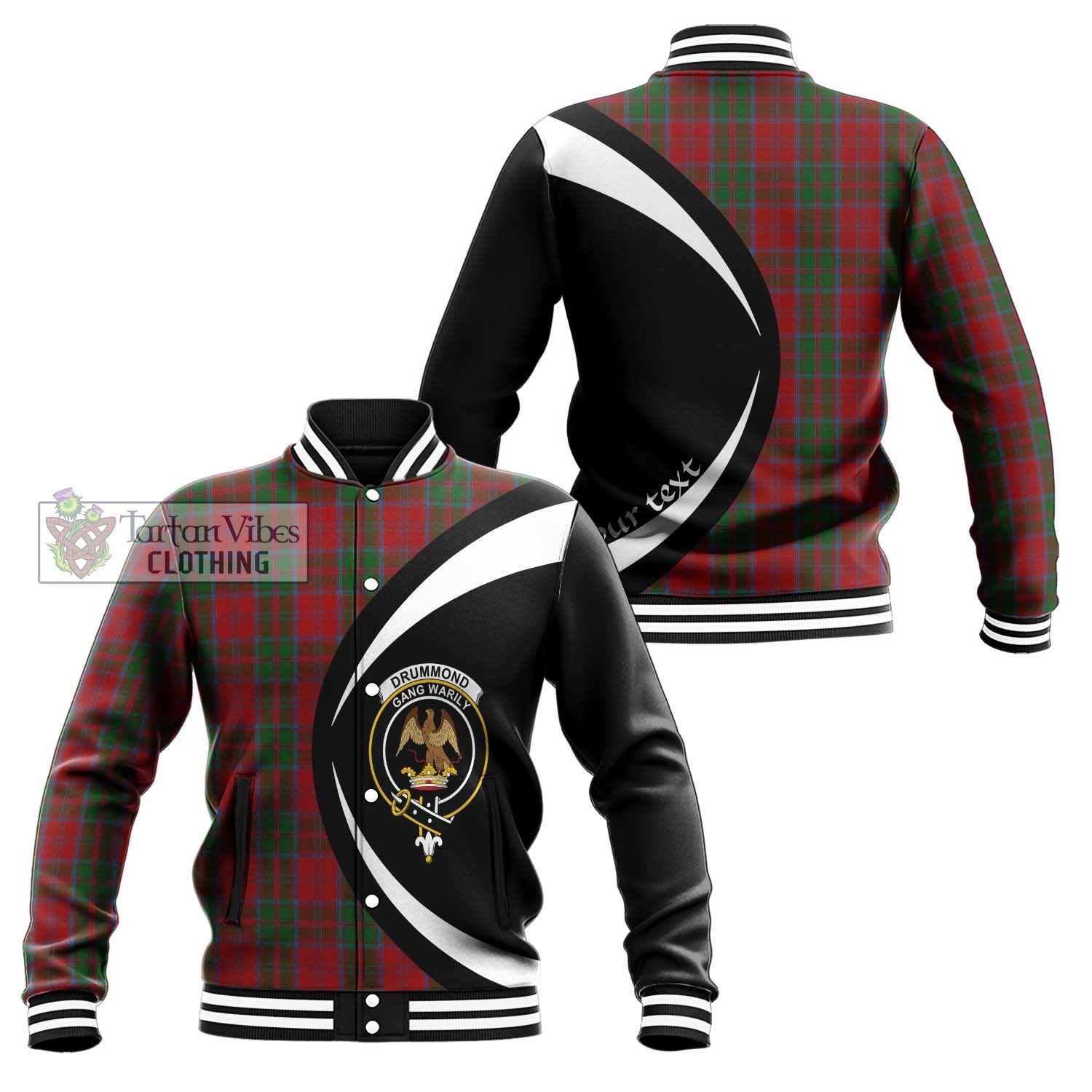 Drummond Tartan Baseball Jacket with Family Crest Circle Style Unisex - Tartan Vibes Clothing