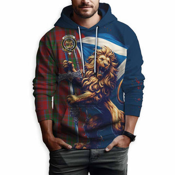 Drummond Tartan Family Crest Hoodie with Scottish Majestic Lion