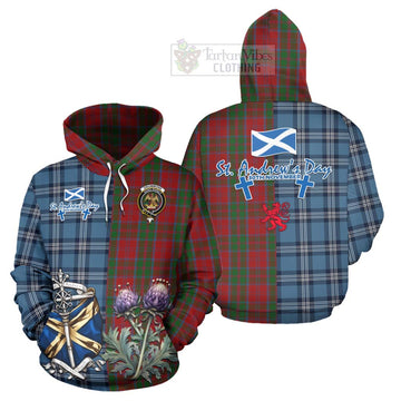 Drummond Tartan Hoodie Happy St. Andrew's Day Half Tartan Style