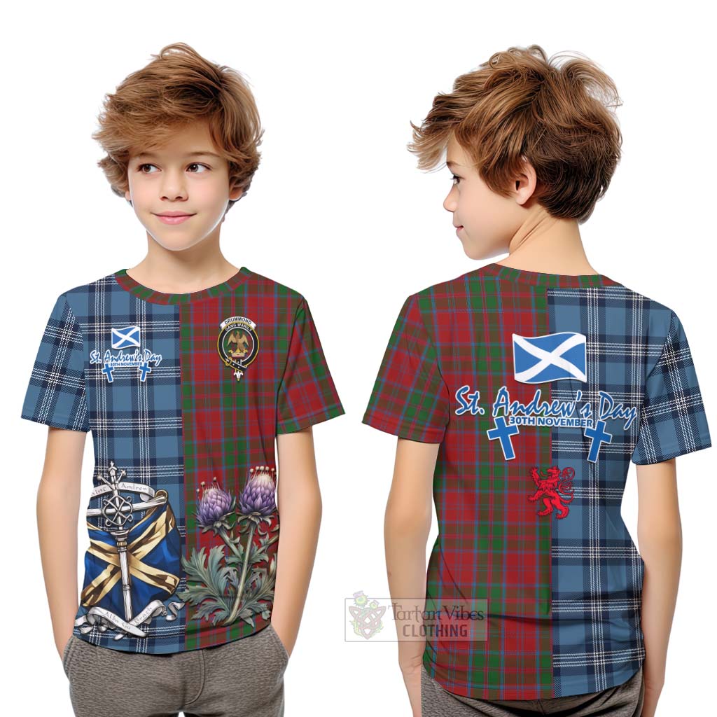 Tartan Vibes Clothing Drummond Tartan Kid T-Shirt Happy St. Andrew's Day Half Tartan Style