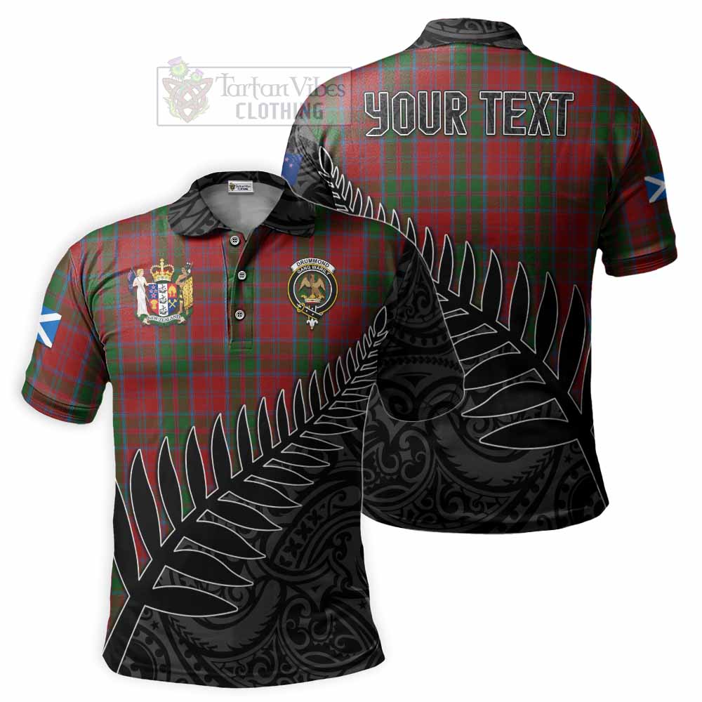 Tartan Vibes Clothing Drummond Crest Tartan Polo Shirt with New Zealand Silver Fern Half Style