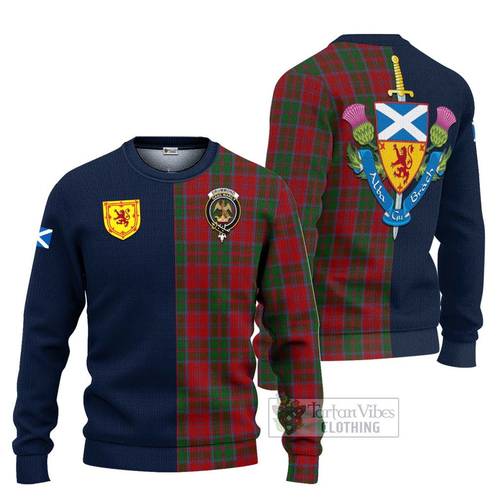 Tartan Vibes Clothing Drummond Tartan Knitted Sweater with Scottish Lion Royal Arm Half Style