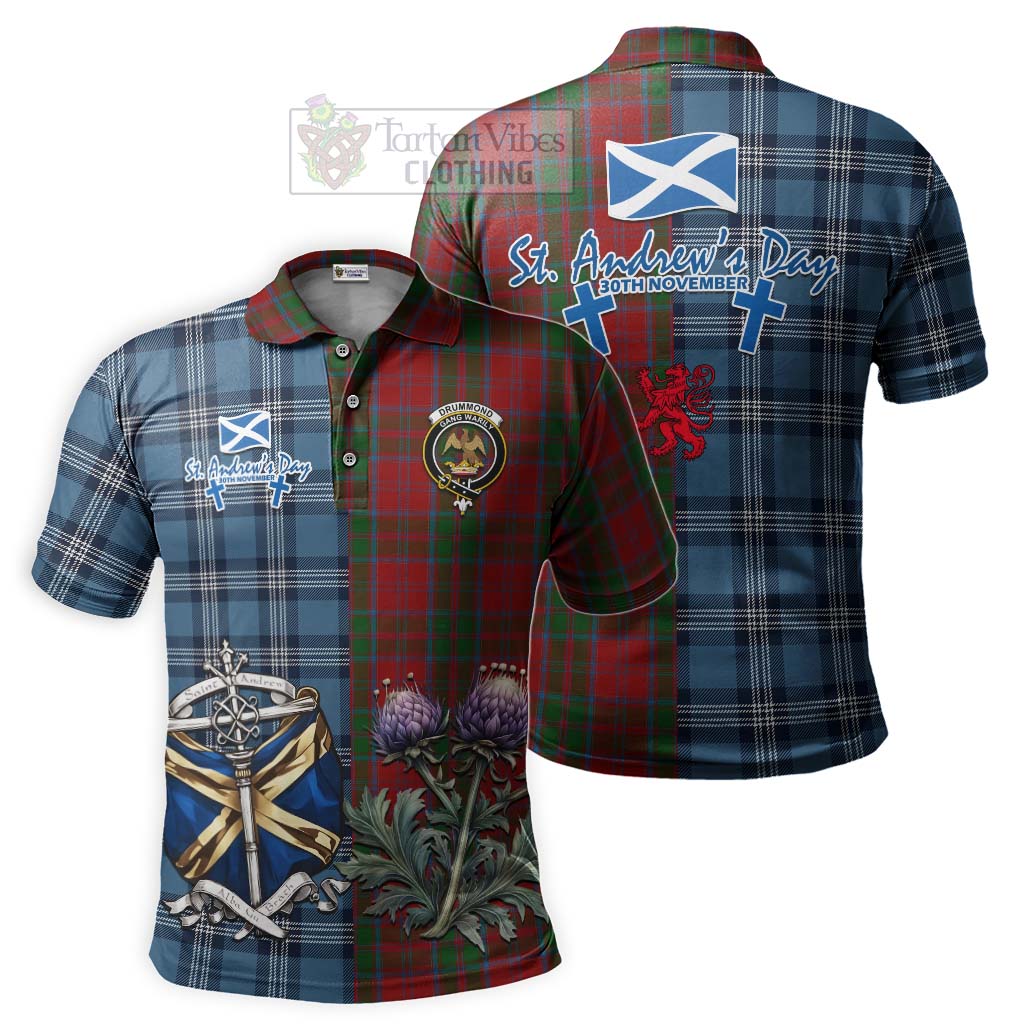 Tartan Vibes Clothing Drummond Tartan Polo Shirt Happy St. Andrew's Day Half Tartan Style