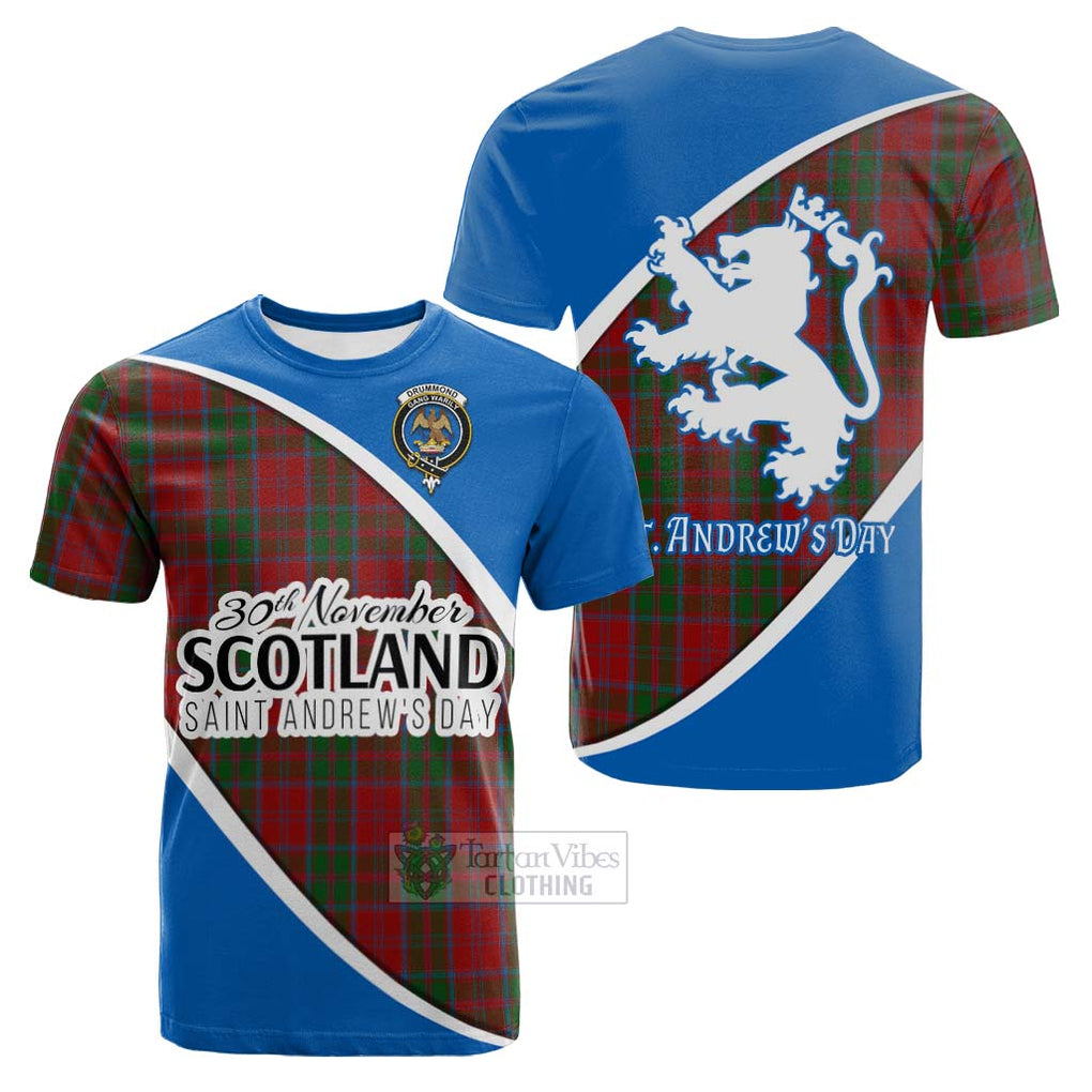 Tartan Vibes Clothing Drummond Family Crest Tartan Cotton T-shirt Celebrate Saint Andrew's Day in Style