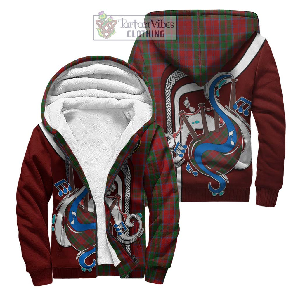 Drummond Tartan Sherpa Hoodie with Epic Bagpipe Style Unisex S - Tartanvibesclothing Shop