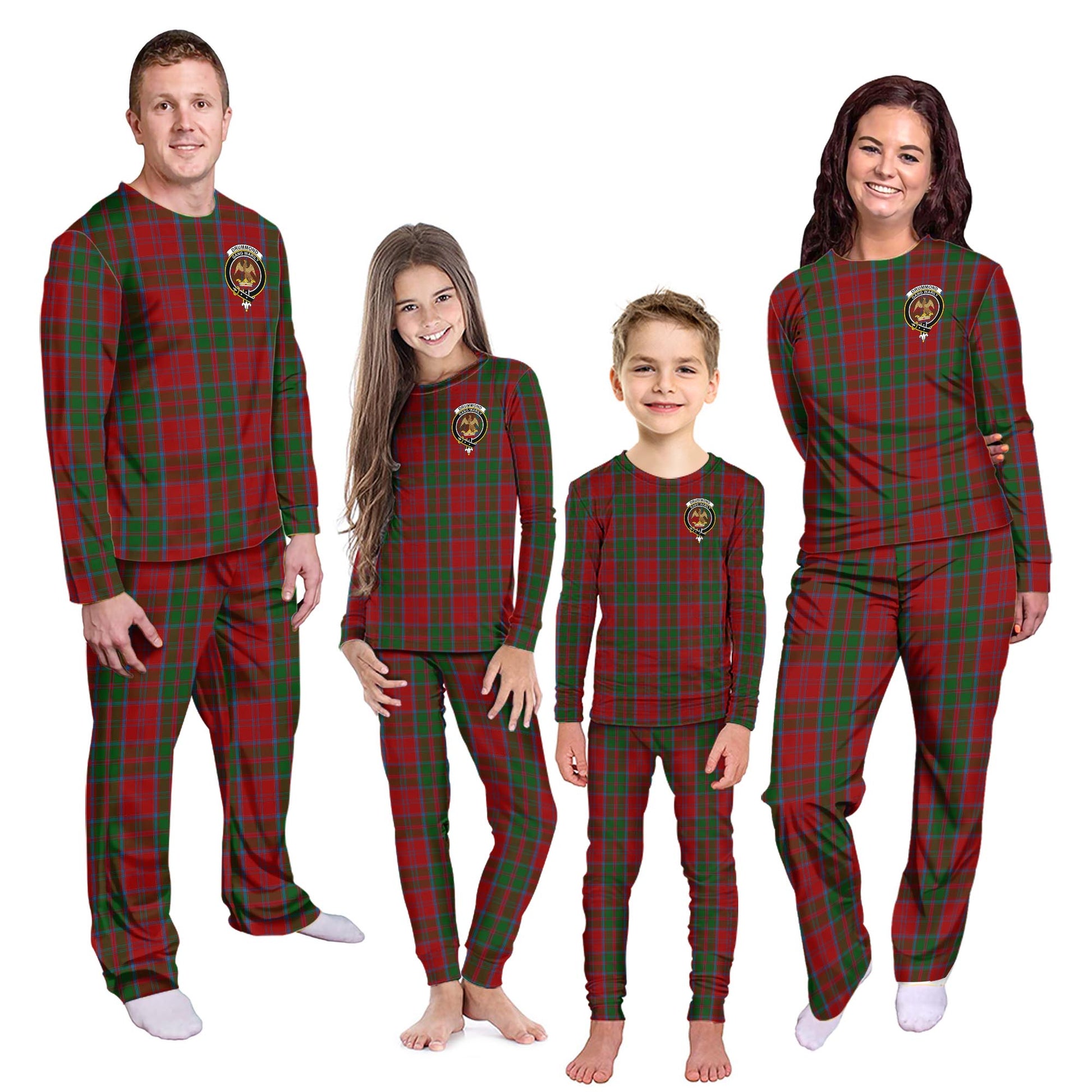 Drummond Tartan Pajamas Family Set with Family Crest Kid - Tartan Vibes Clothing