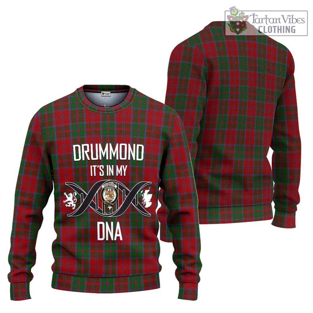 Drummond Tartan Knitted Sweater with Family Crest DNA In Me Style Unisex - Tartanvibesclothing Shop