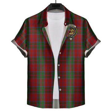 Drummond Tartan Short Sleeve Button Down Shirt with Family Crest