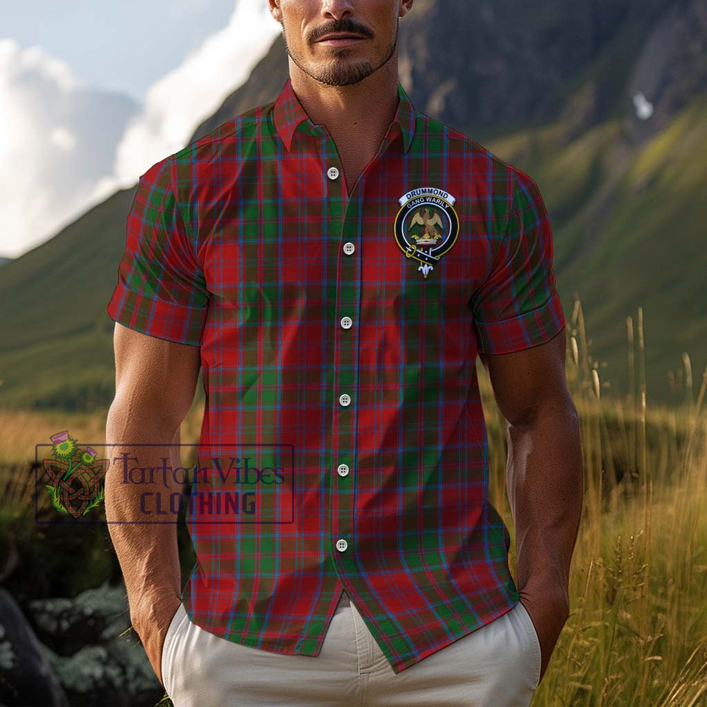 Drummond Tartan Cotton Hawaiian Shirt with Family Crest Adult - Tartan Vibes Clothing