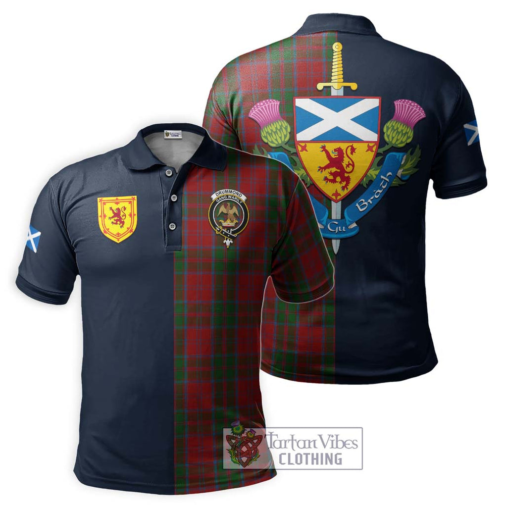 Tartan Vibes Clothing Drummond Tartan Polo Shirt with Scottish Lion Royal Arm Half Style