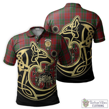 Drummond Tartan Polo Shirt with Family Crest Celtic Wolf Style