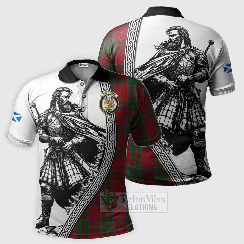 Tartan Vibes Clothing Drummond Tartan Clan Crest Polo Shirt with Highlander Warrior Celtic Style