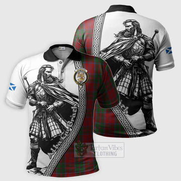 Drummond Tartan Clan Crest Polo Shirt with Highlander Warrior Celtic Style